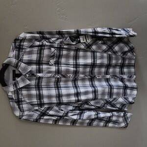 I.N.C. Men's Button Perl Snap Down Plaid Casual Shirt in Size Large in Grey